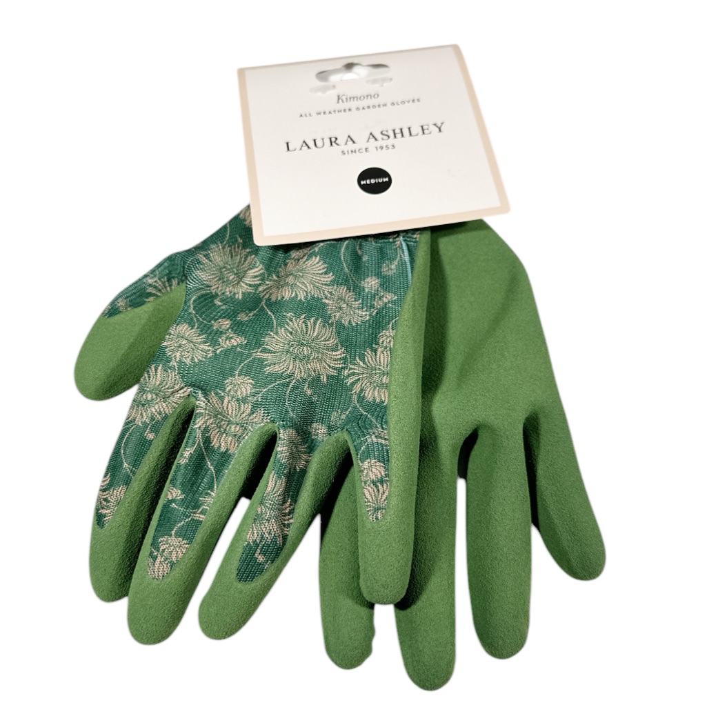 New Laura Ashley Kimono Green Floral All Weather Garden Gloves